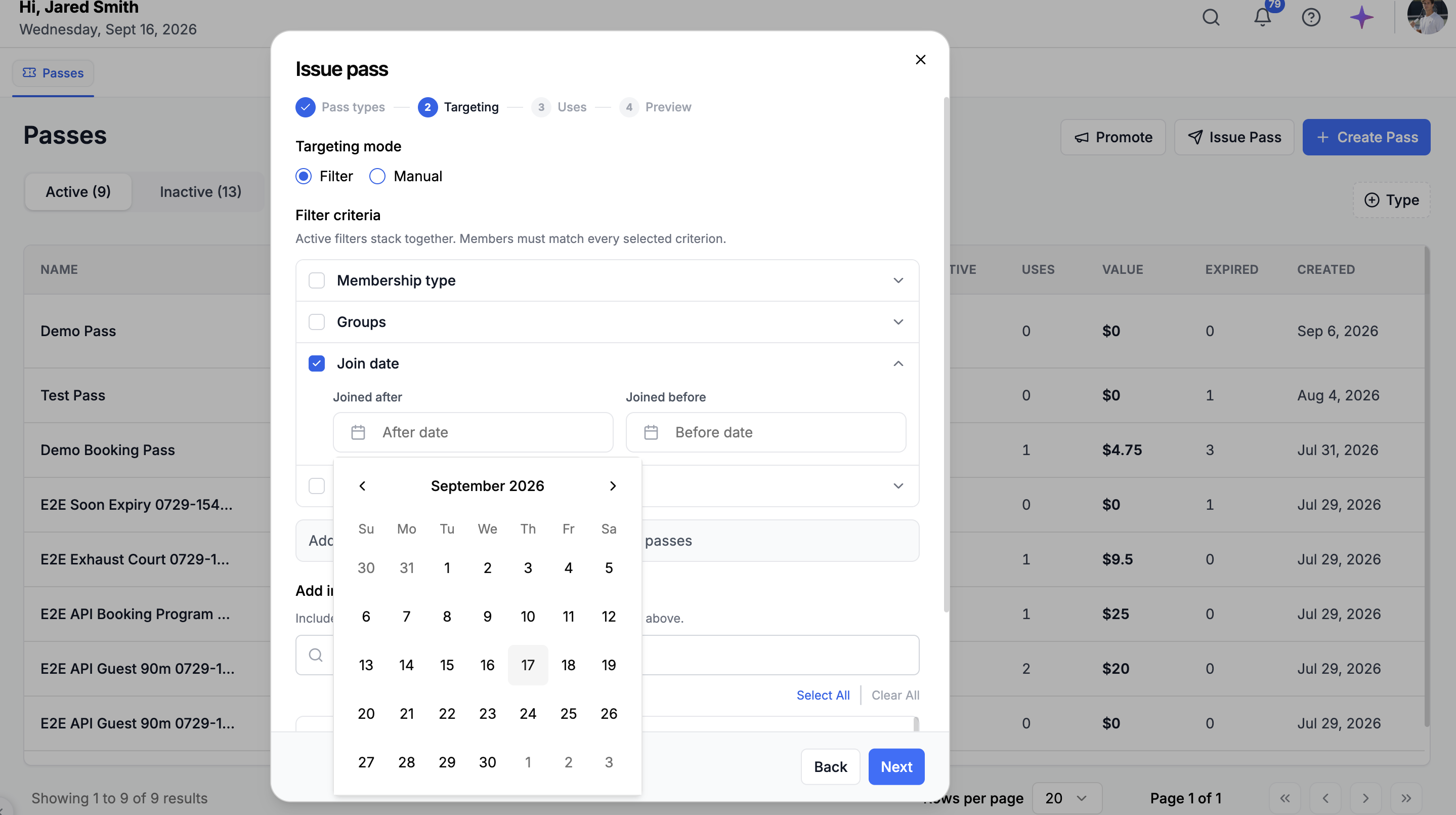 Pass targeting workflow